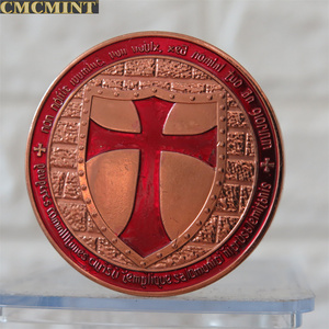 Moneda de cobre de 1 onza para <span class=keywords><strong>Caballeros</strong></span> Templarios, moneda redonda de cobre fino 999, en venta - Product Image 2