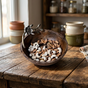 Increíble Tazón de Servir de Madera de Acacia Pulida, Ecológico, Único, de Estilo Vintage Moderno, para Cocina, Apto para Alimentos, Personalizado - Product Image 1
