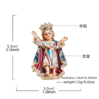 Broche en métal personnalisée avec figurine religieuse enfant, émail et strass incrustés, pour la décoration de vêtements