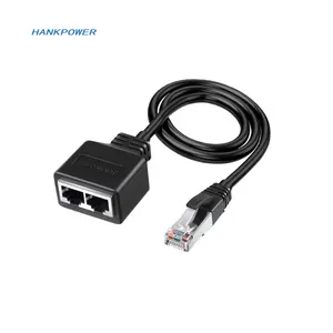 2合1 RJ45分离器更换RJ45以太网网络分离器适配器PC 1至2插头电缆扩展器连接器