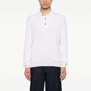 Suéter de polo de punto para hombre personalizado con cuello y mangas largas, suéter de punto para hombre de color sólido - Product Image 1