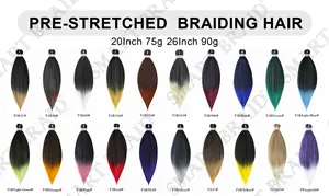 Black Braiding Hair Free Sample Synthetic Pre Stretched Yaki Ombre Braiding Hair For Wholesale Braid Hair Prestretched Braiding Hair Extension