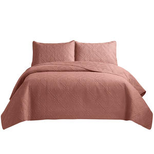 Cubrecama Acolchado de Color Sólido, Juego de Ropa de <span class=keywords><strong>Cama</strong></span> de 3 Piezas, Cubrecama Reversible Lavable con Relieve Ultrasónico - Product Image 5