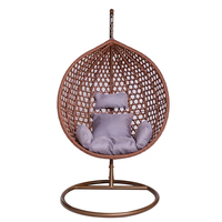 Fauteuil suspendu moderne en rotin pour intérieur/extérieur, avec coussin plus épais, chaise longue à bascule pour patio, salon, chambre