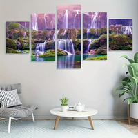 5 pièces/ensemble, affiches d'art sur toile encadrée en bois, impressions, paysages naturels modernes, décoration murale pour la chambre à coucher, décoration de salon