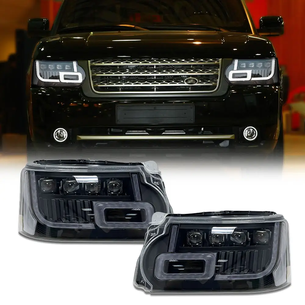 Lampu mobil rakitan Upgrade 4 lensa matriks lampu Led untuk Range Rover Vogue l322 lampu depan 2010-2013