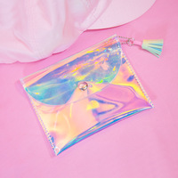 Hologramme magique 3D impression Laser Bling Pvc cils TPU plage cosmétiques pochette bouton maquillage sac