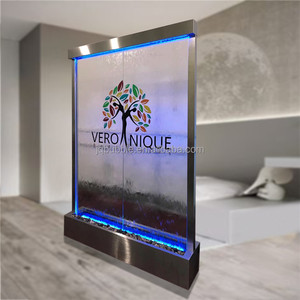 Mur d'eau en verre rectangulaire d'intérieur avec éclairage LED, cadre en acier inoxydable, design moderne pour restaurants - Product Image 3
