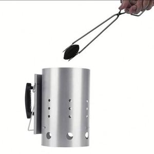 Hot Eco-Friendly <b>BBQ</b> Heavy Duty Deluxe Silver Stainless Steel Pit Barrel Cooker Rapid Chimney Starter Set Charcoal Grill Easily - Product Image 6