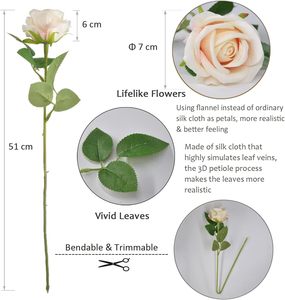 Rosas Artificiales Individuales de Tela para Decoraciones de Boda, Graduación, Día de la Madre, Pascua, Navidad, 63 cm - Product Image 5