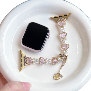 Bracelet de montre de mode pour <span class=keywords><strong>Apple</strong></span> <span class=keywords><strong>Watch</strong></span> S10 38 40 41 42 44 46 <span class=keywords><strong>49</strong></span> <span class=keywords><strong>MM</strong></span> pour les femmes bracelet de montre de chaîne perlée en cristal de luxe - Product Image 1