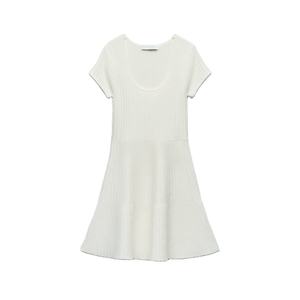 Robes en tricot pour femmes à manches courtes, col rond, robe une pièce - Product Image 1