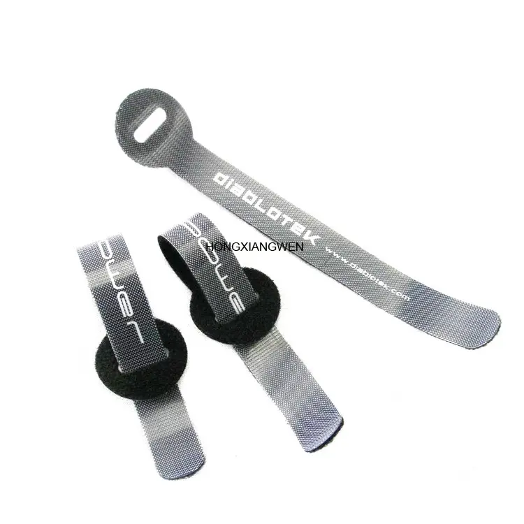 Low Profile Back To Back Hook And Loop Tape Cable Tie With Logo Custom Printed Cable Ties