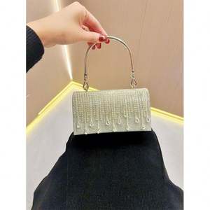 水钻钱包闪亮包银色钻石钱包女式升级晚宴舞会水钻手提包流浪汉包 - Product Image 4