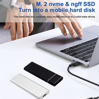 Caja de Disco Duro de Estado Sólido Externa USB 3.1 Tipo C para SSD M.2 NVME NGFF M.2 SATA de Doble Protocolo, Carcasa de Aluminio para HDD