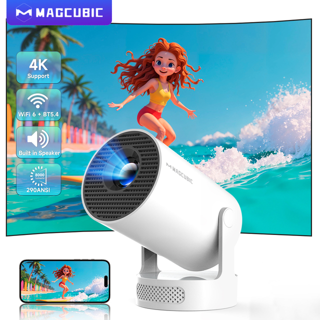 For Projector 4K 720P HY300 Pro+ LED HIFI Stereo Dual-Band WiFi 8000 Lumens 180 Flexible BT5.0 Cinema Outdoor Portable