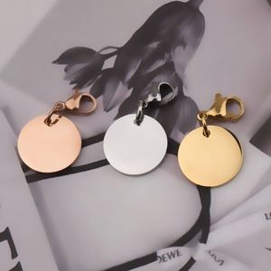 Porte-clés rond en acier inoxydable de 8-30 mm, personnalisable, gravure laser DIY, avec fermoir mousqueton, pour animaux de compagnie, vente en gros - Product Image 2