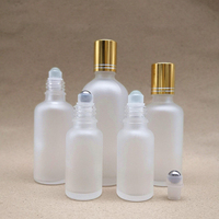 Botellas de Vidrio Esmerilado Blanco de 5ml, 10ml y 15ml, Recargables, con Rodillo, para Aceites Esenciales y Cuidado de la Piel DIY