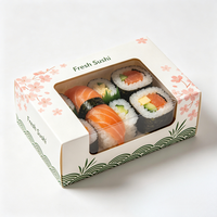 Scatola per Sushi in Carta con Coperchio Trasparente, Contenitore Resistente al Grasso con Logo Personalizzato per Servizio di Consegna Sushi Fresco