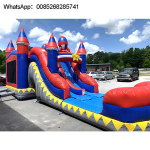 Château gonflable en PVC avec toboggan et piscine, porte à passage et filet, pour fêtes - Product Image 5