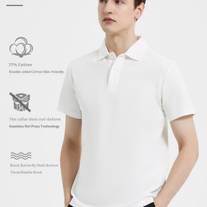 Polo haut de gamme pour homme à manches courtes, 230g, col sans couture, couleur unie, en coton, pour affaires - Product Image 5