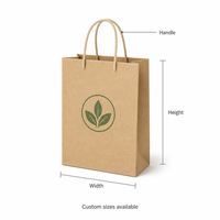 Sacs cadeaux pour petites entreprises, personnalisés, en papier kraft recyclé, avec poignées en corde de coton, logo, écologiques, pour les marques de café bio