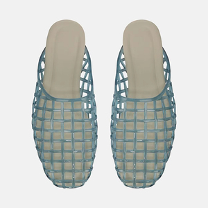 Haute qualité mode plage gelée sandales diapositives Mule chaussures creux gelées bleu PVC maille pantoufles pour les femmes - Product Image 3
