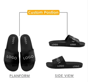 Henghao Men Plain Slides Sandal Slipper Latest Design Private Label Slide Men Pu Sole 3d Mens Slides Rubber Sandals