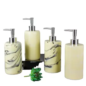 Custom Marmer Effect Hotel Hand Vloeibare Hars Zeep Dispenser Fles Voor Badkamer Keuken