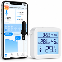 Capteur intelligent de température et d'humidité Tuya WiFi avec sonde filaire externe, surveillance à distance via application pour réfrigérateur, congélateur, aquarium