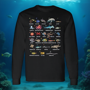 Camiseta de manga larga con diseño de exploración del alfabeto de la vida marina de la A a la Z - Product Image 3