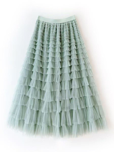 2026 women's new fashion slim <b>mesh</b> pleated <b>skirt</b> casual daily cake print spring/summer half <b>skirt</b> - Product Image 5