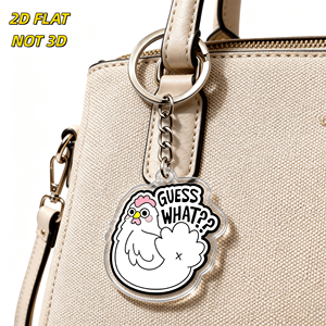 Porte-clés amusant en acrylique « <span class=keywords><strong>Guess</strong></span> What » avec poule et fesses de dessin animé, <span class=keywords><strong>breloque</strong></span> transparente pour clés ou accessoire de sac - Product Image 4