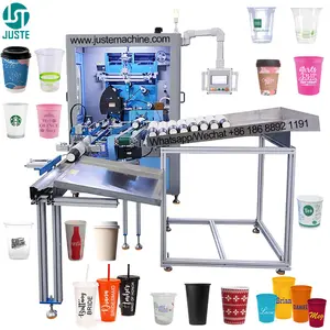 Siebdrucker 6 Farben halbautomatisch halbautomatische Seidenseidendruckmaschine für runden Milchtee-Papier-Kaffeebecher Verkauf