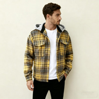 Vente en gros manteau ample à carreaux de créateur personnalisé ODM veste d'hiver décontractée intelligente et épaisse à capuche avec logo à l'avant pour hommes de grande taille