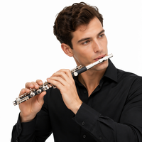 Ebony C-Key Western Piccolo-Professional-Grade Silver-Plated Wind Instrument for Beginners & Examinations