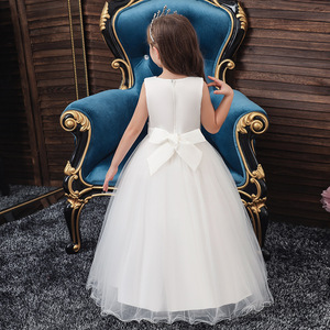 Childrens Princess Dress White Tulle Sleeveless Flower Girl Wedding Party Performance Wear Girls Stage Costume - Product Image 3