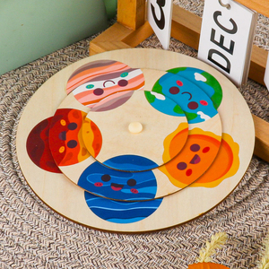 Hot New Wholesale Cheap Wooden Children Playing Games Educational Creative Cartoon Rotating Disc Puzzle Plate Toys for Kids - Product Image 6
