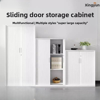 Armoire de rangement à portes coulissantes en acier avec étagères mobiles et serrure pour bureau, école, atelier et usage domestique