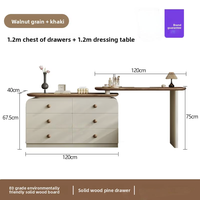 Coiffeuse Moderne Crème en Bois Massif avec Rangement Intégré, Style Rétro Simple, Meuble de Chevet de Chambre