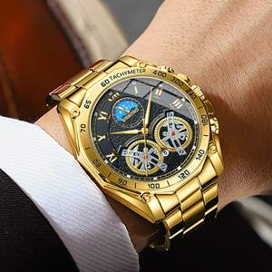 Montre mécanique à double tourbillon pour homme BINBOND, non automatique, à cadran ajouré, 44 mm, en acier inoxydable, style montre de business, étanche - Product Image 2