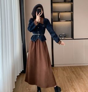 Droma秋と冬のカジュアル2ピースセット女性用トップとハイウエスト女性用ロングスカートセット - Product Image 3