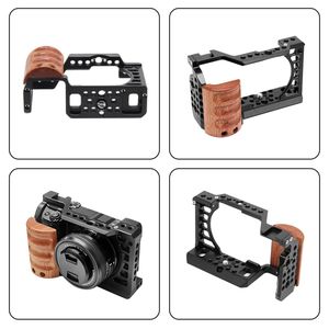 Nouveauté pour <span class=keywords><strong>Sony</strong></span> A6400 / A6300 / <span class=keywords><strong>A6100</strong></span> / A6000 Cage de caméra en métal avec poignée en bois PULUZ Stabilisateur Rig - Product Image 6