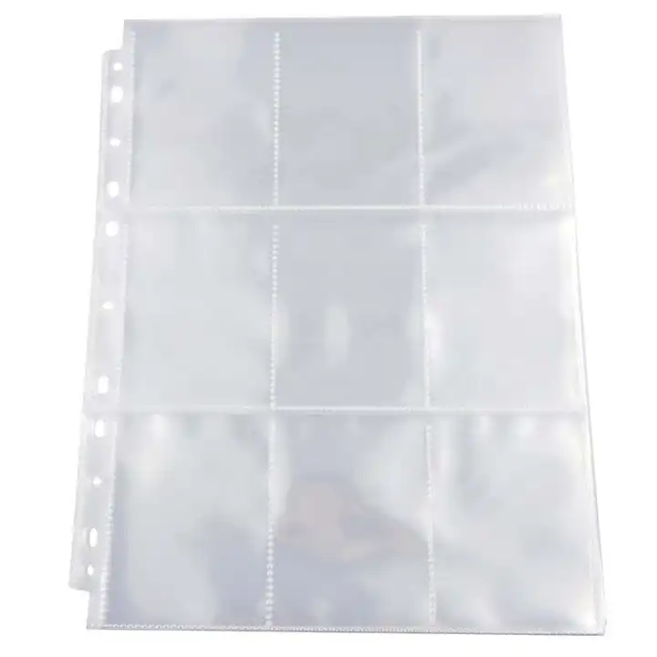 Source Page clear 11 punch hole plastic pocket card holder page