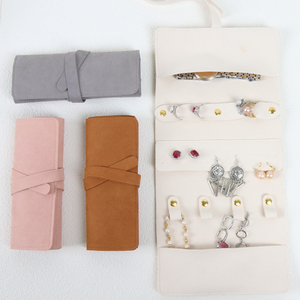 Microfiber Soft Fold Over Portable Jewelry Packing Storage Pouch Organizer 38x18cm Fashionable Travel Roll Bag - Product Image 4