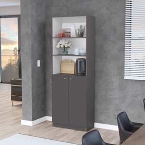 Benzoni Office Dual-Door DB <b>Bookcase</b> in Matt Gray/<b>White</b> Color - Product Image 1