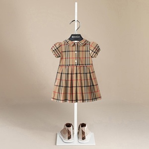 BEMIDJI Robe d'été vintage à carreaux en coton respirant pour bébés filles, à manches courtes, col rabattu, style <span class=keywords><strong>princesse</strong></span>, <span class=keywords><strong>Europe</strong></span> - Product Image 2