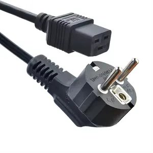 1.5m black 16A 250V EU 3Pin CEE 7/7 to left Angle C19 Power cord H05VV-F 3G*1.5mm2 1FT 3FT 5FT