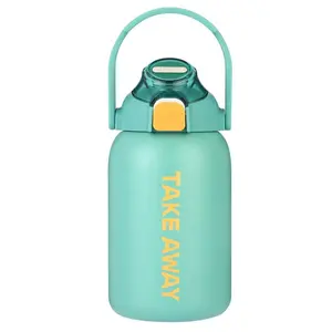 Portable Children's Stainless Steel Straw Cup Sports Water Bottle Vacuum Thermos