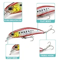 Mini leurres de pêche méné 60s 6.5g Ryuki artificiel basse nageur évier matériel de pêche crochets truite manivelle appât dur